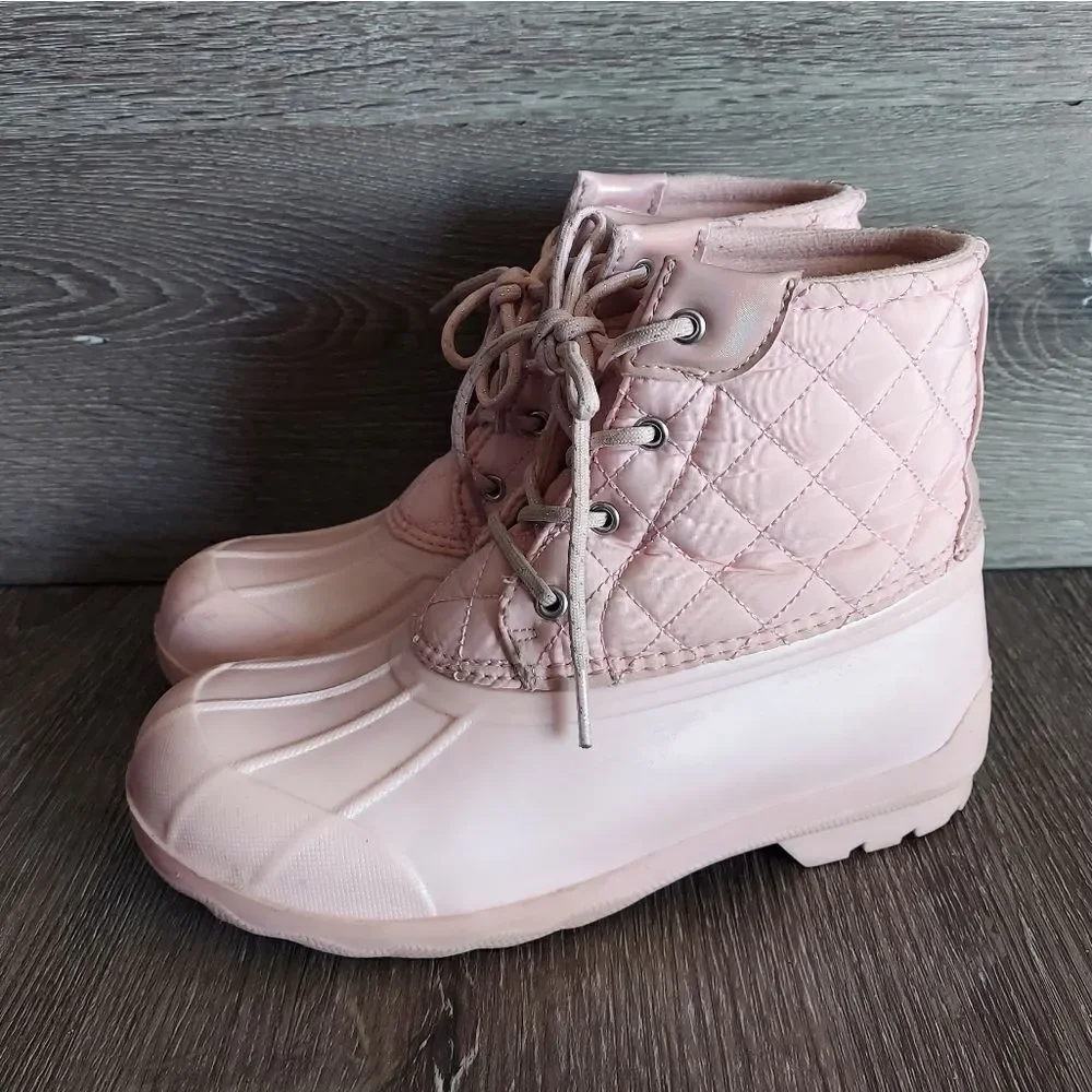 Sperry Port Duck Boots Quilted Light Pink Size 4M